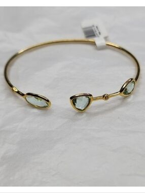 Gold Plated Bracelet with Clear Pale Green Gemstones